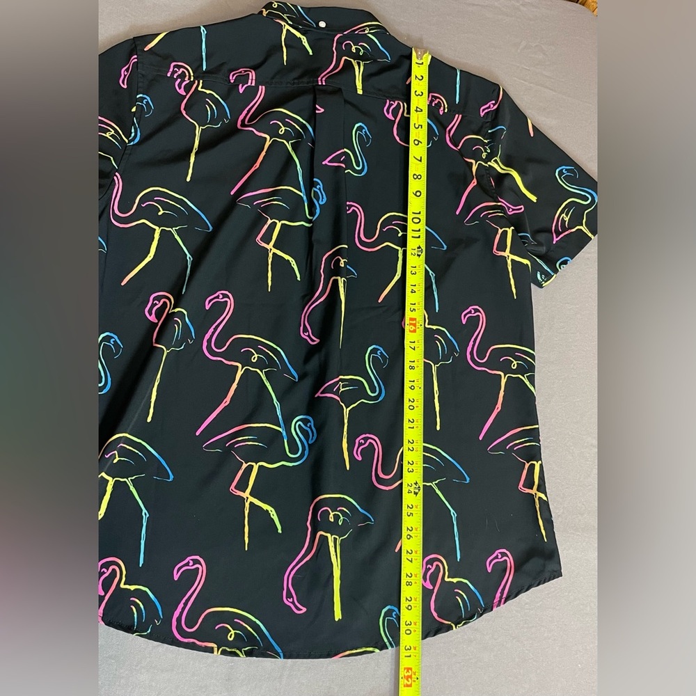 Chubbies Neon Flamingo short sleeved button down shirt XL - Picture 5 of 8